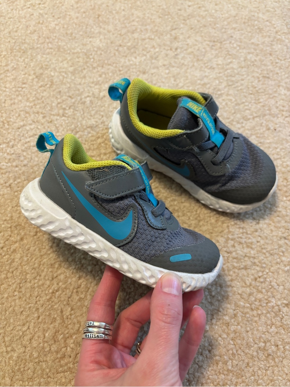 Nike Revolution Gray and Blue Athletic Toddler Sneakers Size 7